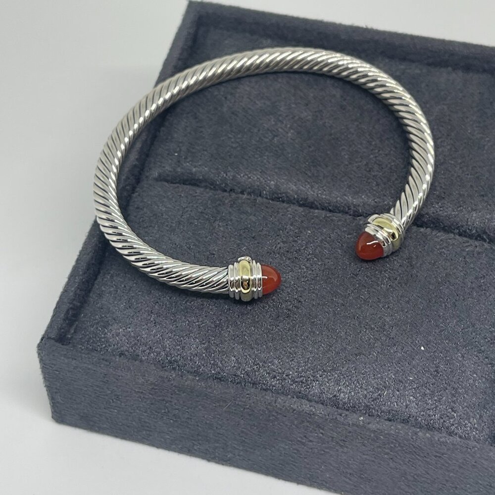David Yurman Classic Cable 5mm Bracelet with Sterling Silver and Carnelian - Picture 7 of 10